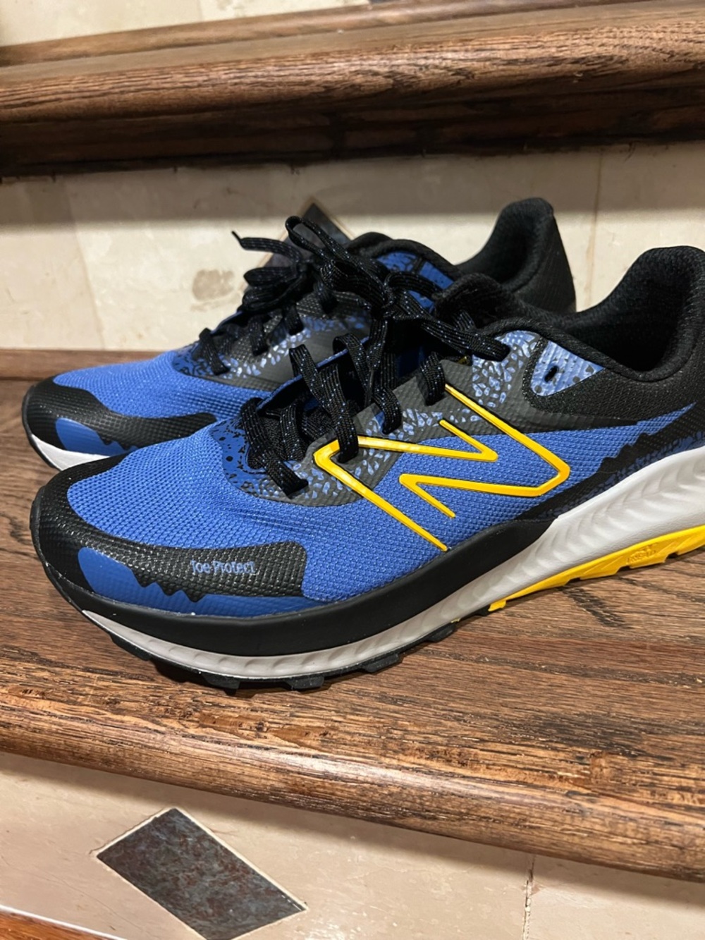 New Balance Blue & Black Men's Athletic Sneakers with Yellow Accents - Picture 2 of 3